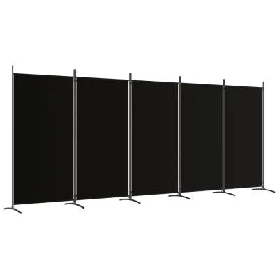 Paravan - Sobne pregrade 5-delni črn 433x180 cm blago