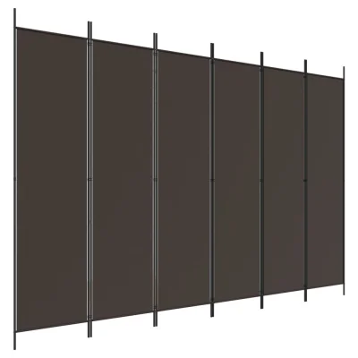 Paravan - Sobne pregrade 6-delni rjav 300x200 cm blago