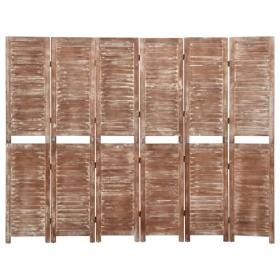 Paravan - Sobne pregrade 6-delni rjav 210x165 cm trden les pavlovnije