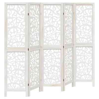 Paravan - Sobne pregrade 5-delni bel trden les pavlovnije