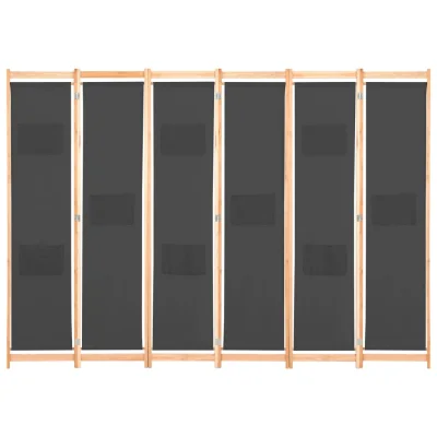 Paravan - Sobne pregrade 6-delni 240x170x4 cm sivo blago