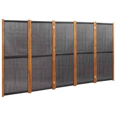Paravan - Sobne pregrade 5-delni črn 350x180 cm