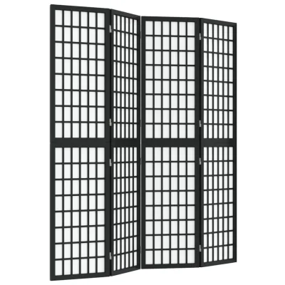 Zložljiv 4-delni Paravan - Sobne pregrade japonski stil 160x170 cm črne barve