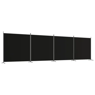 Paravan - Sobne pregrade 4-delni črn 698x180 cm blago