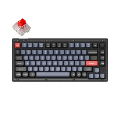 Keychron V1 QMK Mehanska tipkovnica po meri / Matirana črna / Keychron K Pro Red / V1-C1