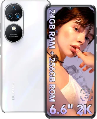OUKITEL C38 24GB(6+18GB)+256GB, bela pametni telefon Android 13, 48MP+32MP 6.6” FHD+ 5150mAh