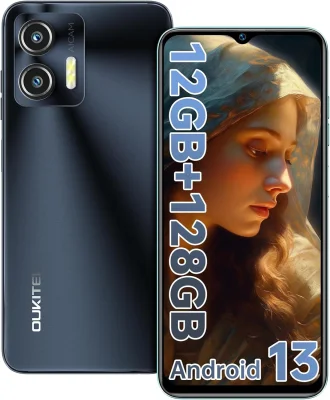 OUKITEL C36 12GB(4+8GB)+128GB, črna pametni telefon Android 13, 6.56” HD+ 5150mAh