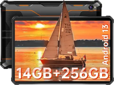 OUKITEL RT5 14GB(6+8GB)/256GB/TF 1TB, 4G-LTE oranžna Trpežna tablica računalnik, 10000mAh 10.1" Android 13