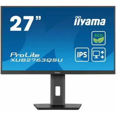 Monitor Iiyama 68,6 cm (27,0") XUB2763QSU-B1 2560x1440 100Hz IPS 2ms HDMI DisplayPort 2xUSB3.0 Pivot Zvočniki  sRGB96% ProLite
