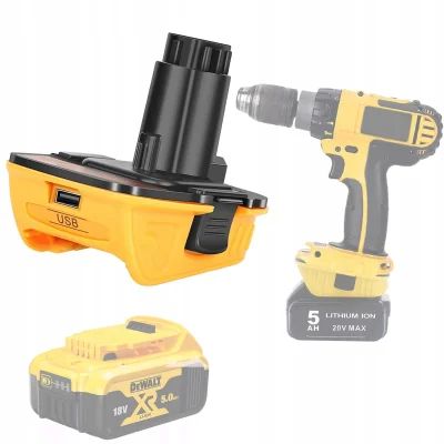 ROSFIX DEWALT ADAPTER DC9096 ZA BATERIJO DEWALT (DCA1820) RUMENE IN ČRNE BARVE