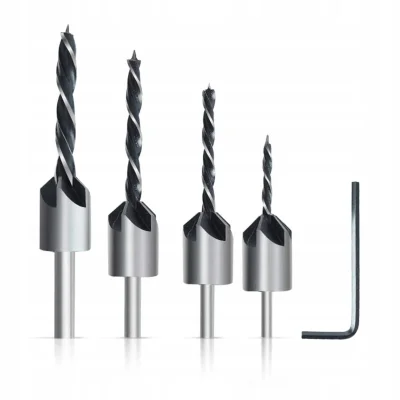 Set vrtalnikov z globinskim svedrom 4 kosi. 3-6mm + ključ