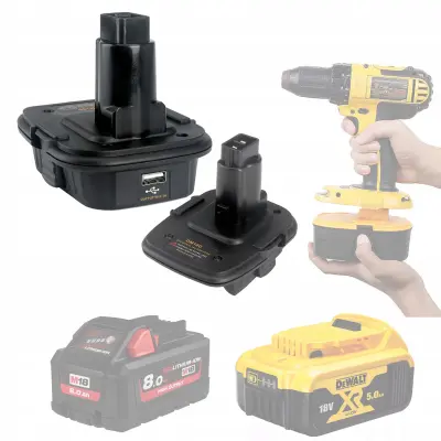 Rosfix Adapter DCA1820 za Akumulatorje Dewalt/Milwaukee 18V–20V | Za Orodja Dewalt 18V, Črn