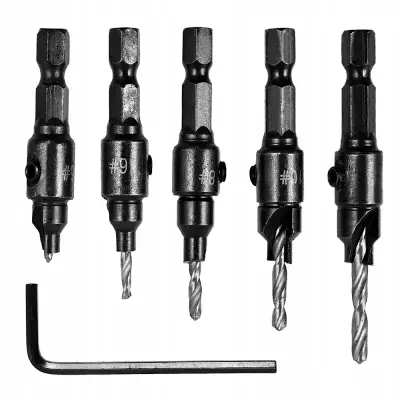 Rosfix Set Svedrov za Konfirmate 5–12 mm – 5 Kosov + Ključ | Inox, 1/4'''' Vpenjanje, Za Vijačnike