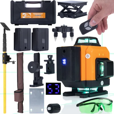 KOMPLET PREKRIŽANIH LASERJEV NIVELACIJA 360 PALICA OKULARJI ROSFIX TIGER ETUI 2AK