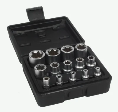 Garnitura nasadnih ključev Torx 1/2", 3/8", 1/4" E4-E24 14 kos.