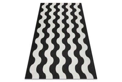 Preproga v videzu sisala FLAT 49377690 Valovi smetana / črna 120x170 cm