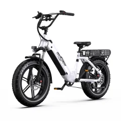 Električna rovle ONESPORT OT08 (bela), 500 W motor, 48V 18 Ah baterija, najvišja hitrost 25 km/h, 20" poljski oglični, SHIMANO 7-stopni pospeševalnik