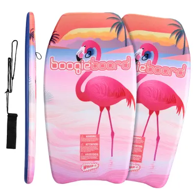 Wham-O 2-paket 33-palčnih Boogie Board z zapestnim povodcem in Phuzion Core prevleko za vse od 8 let - Flamingo