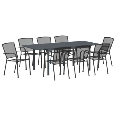 VidaXL 9 delni pohištveni set za predsobo antracitno jeklo, VidaXL raztegljiva vrtna miza antracitna (140-210)x90x73 cm jeklo