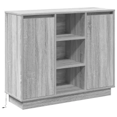 vidaXL Stranski omarica z LED Siva Sonoma 90x32x75 cm Inženirski les