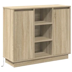 vidaXL Stranski stol s LED razsvetljavo Sonoma hrast 90x32x75 cm Inženirski les