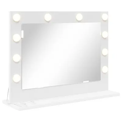 vidaXL ogledalo za ličila z LED lučmi belo 60x45x18 cm