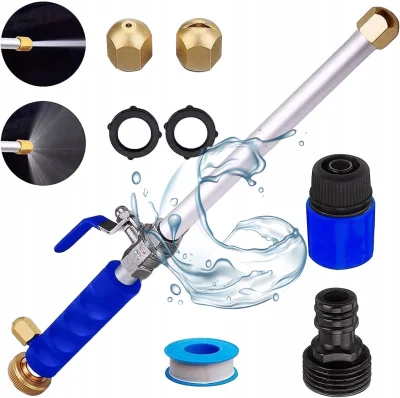 Tlačna pištola za vrtnarski cev 3/4'' (Pištola, adapter 3/4'', hitropriključek, 2 tesnila, tesnilna trak in 2 šobe) SET3