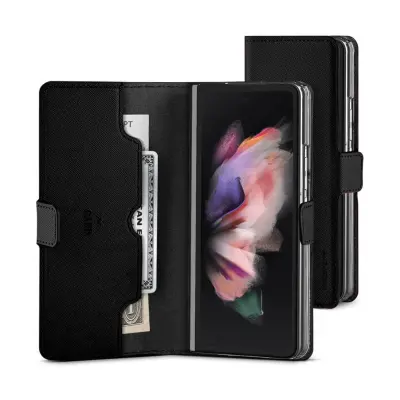Mercury, Ohišje za Galaxy Z Fold 4 Folio Magnetic z držalom za vstopnice, ?rna