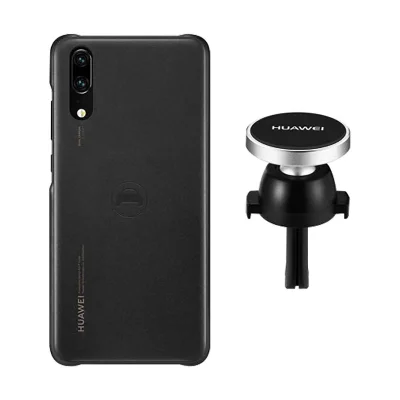 Huawei, Ohišje za Huawei P20 Trdno in kompaktno magnetno držalo za avto, ?rna