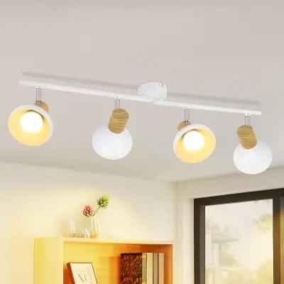 NETTLIFE Vintage stropna svetilka E14, nastavljiva, bela, 4 okrogle žarnice, za hotelsko dnevno sobo