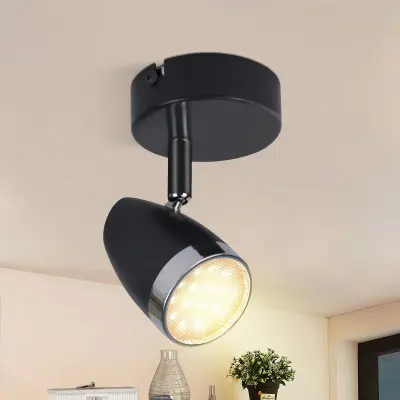 NETTLIFE LED stropna svetilka, 1 moderna žarnica, 4W, črna, toplo bela, 3000K, nastavljiva 350°