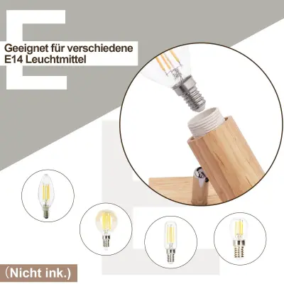 NETTLIFE Stropna svetilka 2 žarnici črn lesni učinek - stropna svetilka E14 4 žarnice max 25w moderna za dnevno sobo/spalnico.