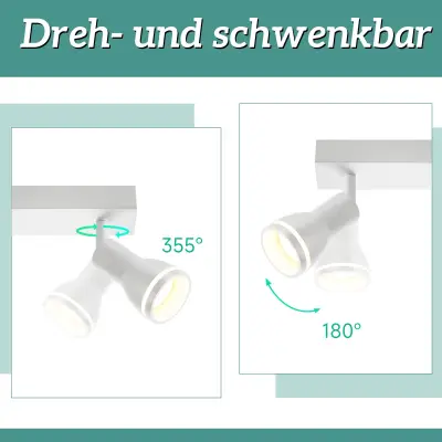 NETTLIFE Moderna bela stropna svetilka: 3 nastavljivi kovinski stropni reflektorji, stropna svetilka GU10, za spalnico, brez žarnice