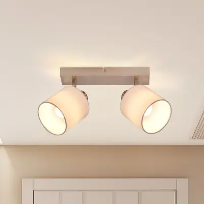 NETTLIFE 2 moderna stropna reflektorja E14 srebrna MAX.25W kuhinjska svetilka s tkaninskim zaslonom za dnevno sobo, brez žarnice