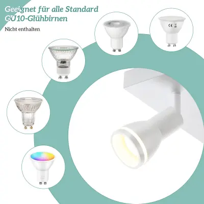 NETTLIFE LED stropna svetilka 4 stropni reflektorji: kvadratni modeli bela stropna svetilka nastavljiva stenska svetilka GU10, brez žarnice