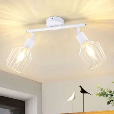 NETTLIFE 2 stropna reflektorja E14 kovinska vrtljiva svetilka za hodnik, stenska svetilka za hodnik in dnevno sobo, bela