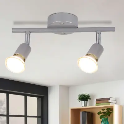 NETTLIFE Nastavljiva LED stropna svetilka GU10, stropna svetilka, 2 žarnici, industrijska, dnevna soba