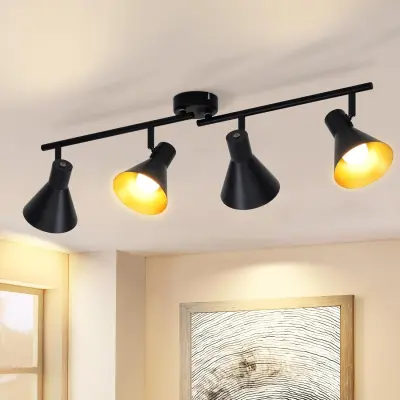 NETTLIFE Stropna svetilka s 4 žarnicami, dnevna soba, črna, vintage, 71 cm, E14, industrijska, kovinska, za spalnico, kuhinjo, hodnik