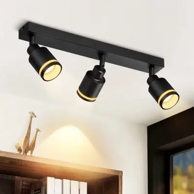 NETTLIFE moderna črna stropna svetilka: 3 nastavljivi kovinski stropni reflektorji, stropna svetilka GU10, za spalnico, brez žarnice