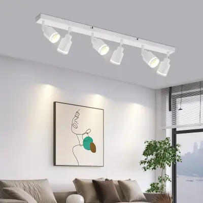 NETTLIFE Moderna bela stropna svetilka: 6 nastavljivih kovinskih stropnih reflektorjev, GU10 za spalnico, jedilnico, brez žarnice