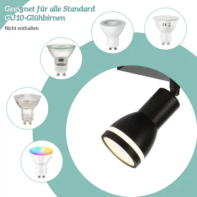 NETTLIFE Stropna svetilka s 4 plameni, črna, GU10, nastavljiva, moderna, notranja