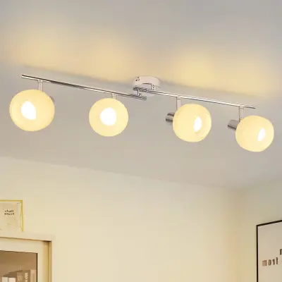 NETTLIFE Stropna svetilka E14 bela 4 žarnice notranja steklena vrtljiva vintage za hodnik hotelske sobe