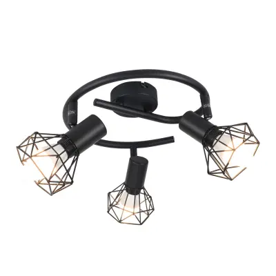 NETTLIFE 3 okrogli E14 črni retro kovinski vrtljivi stropni reflektorjimaks. 25 W (žarnice niso priložene)