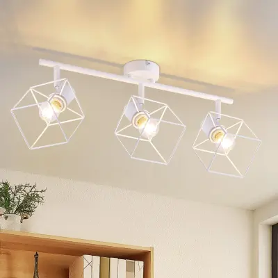 NETTLIFE Črna stropna svetilka E14 Vintage kovinska stropna svetilka za dnevno sobo, nastavljiva brez žarnice