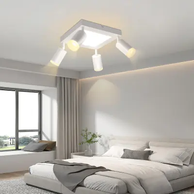 NETTLIFE Stropna svetilka 4 kvadratne žarnice 3000K GU10 enostavna namestitev toplo bela nastavljiva moderna