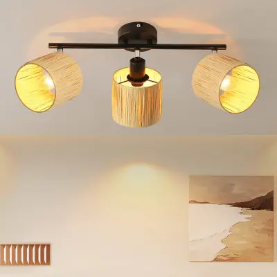 NETTLIFE Stropna svetilka s 3 plameni, E14, naravno črna, papirnata, za dnevno sobo