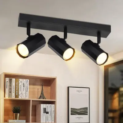 NETTLIFE stropna svetilka, 3 kovinski reflektorji, MAX. 25W GU10 žarnice, črna, retro vintage svetilka za dnevno sobo za kuhinjo, jedilnico
