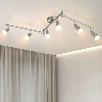 NETTLIFE 6 modernih stropnih reflektorjev GU10 iz nerjavečega jekla za dnevno sobo, spalnico in notranjo uporabo (brez žarnice)