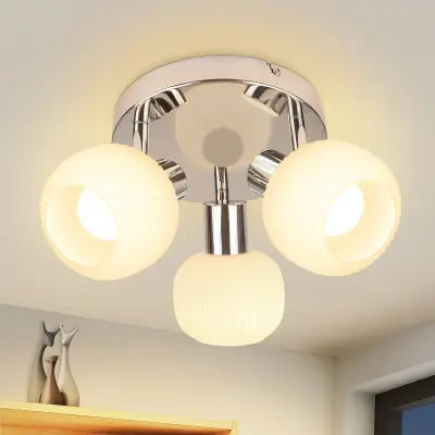 NETTLIFE Bela stropna svetilka E14 3 žarnice Notranji stekleni senčnik Nastavljiva svetilka brez središča luči