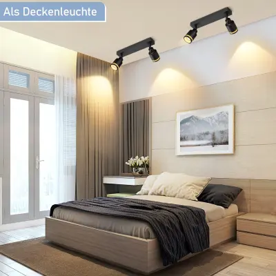 NETTLIFE Moderna črna stropna svetilka z 2 nastavljivima žarnicama GU10, kovinska